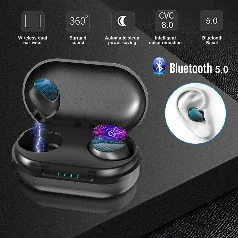 

HIfi Bluetooth Earphones Waterproof IPX6 Wireless Headphones CVC 8.0 Noice Cancelling Touch Control Handsfree Earbuds Power Bank