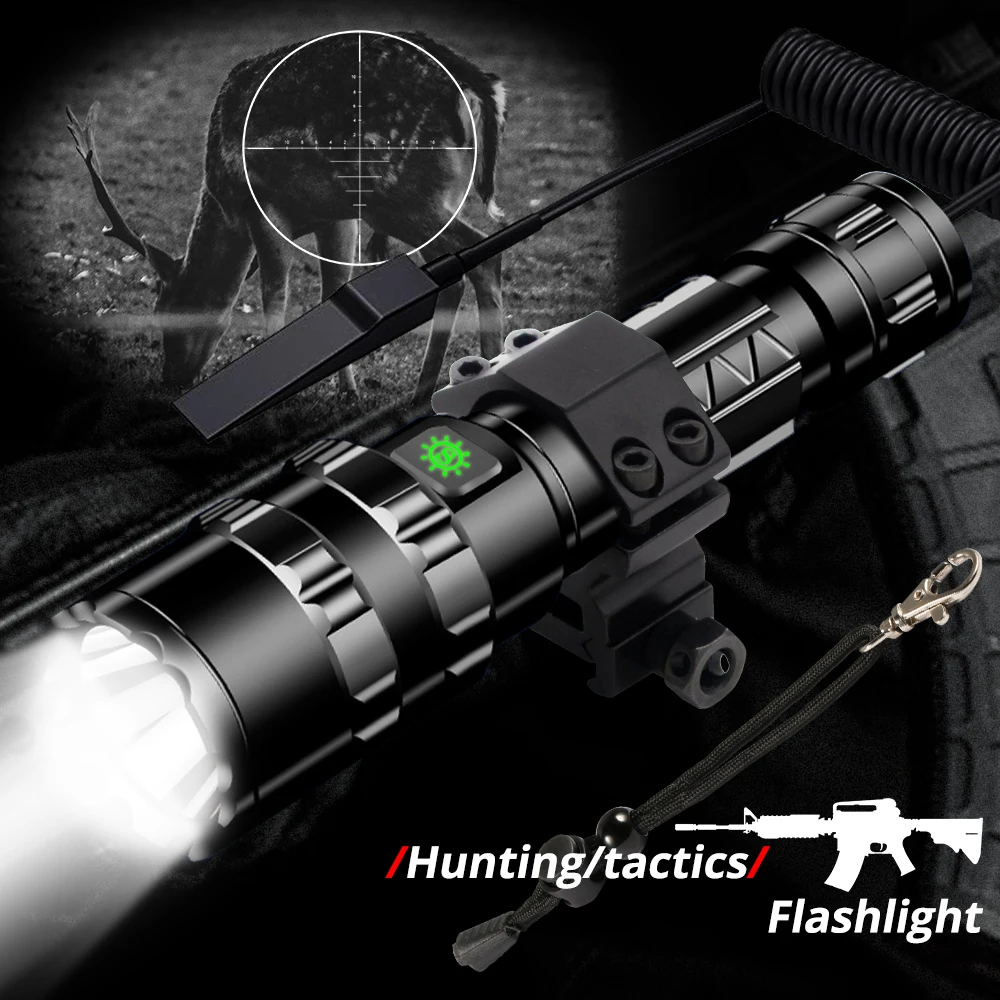 

65000lm Professional Tactical LED Flashlight torch for Hunting Set Scout Red/Green/ White L2 Light USB Rechargeable Waterproof