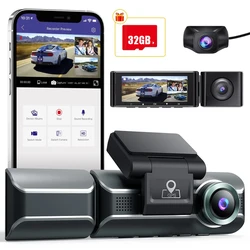 Caméra de tableau de bord M550 à 3 canaux, 2K, 1080P, 1080P, WiFi intégré, GPS, IR, Vision nocturne, DRV 