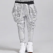 Мужские шаровары с серебряными блестками для ночного клуба, бара, певицы, сценический наряд, костюмы для выступлений, Ds, танцевальные брюки, одежда для рейва, DNV11969
