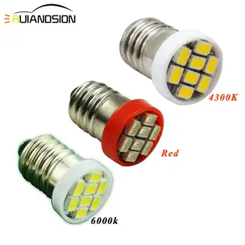 

2pcs E10 1206/3528 8SMD led bulb E10 DC 12V Instrument bulb E10 Indicator bulb Old fashioned flashlight bulb White 4300K Red