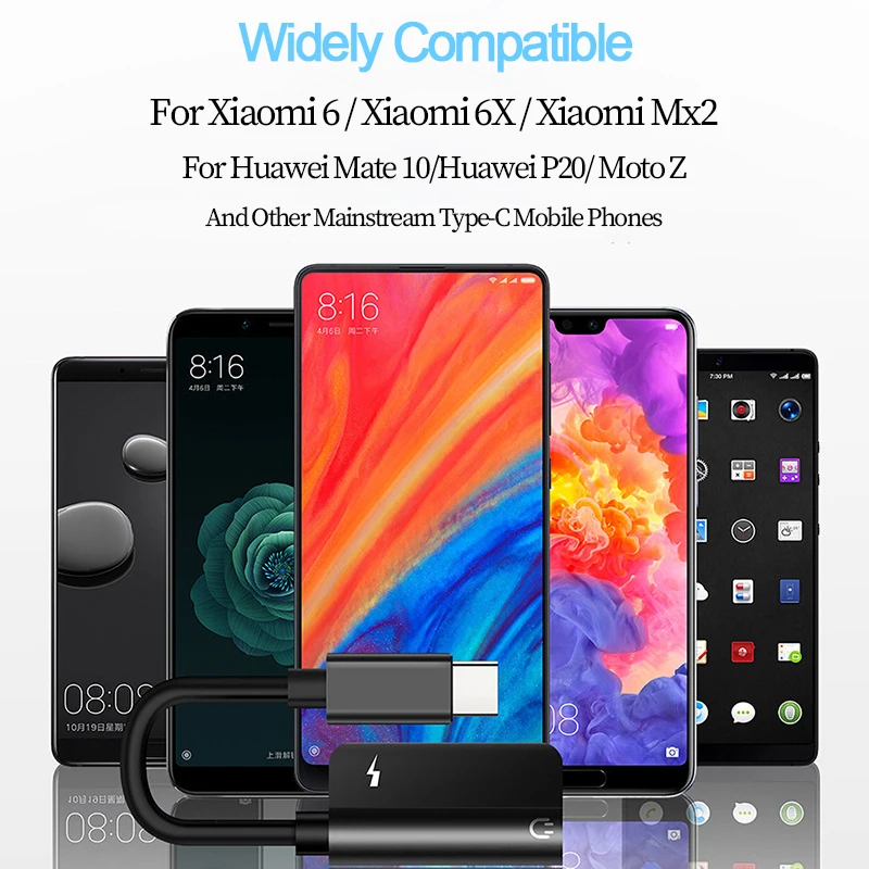 2 в 1 переходник для наушников с разъемом типа C на 3 5 мм Huawei P30 P20 Mate 20 Pro Xiaomi 6 USB