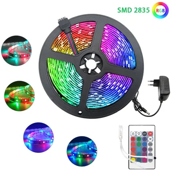 

RGB LED strip LED Light 5m/10m/15m diode Ribbon home decoration waterproof 2835 DC12V 60 Leds / M tape controller adapter