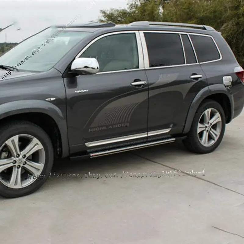 Для Toyota Highlander 2009 2010 2011 из нержавеющей стали боковой двери рельефные накладки детали отделки автомобиля аксессуары 4 шт