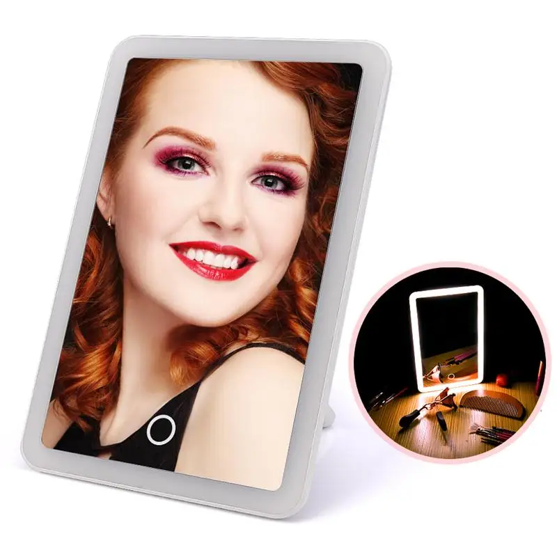 Светодиодный косметическое зеркало с сенсорным диммером, вращающееся зеркало с подставкой для настольной ванной спальни