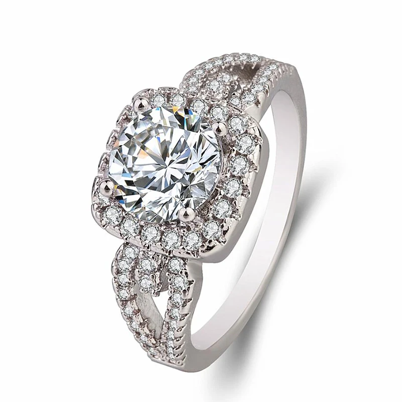 ZN роскошные женские квадратные кольца с кристаллами, принцесса, обручальные кольца на палец, подарки на годовщину, стразы, ювелирные изделия для женщин