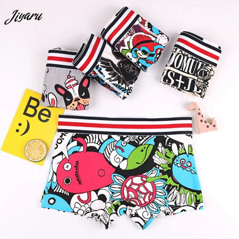 Cartoon Underwear Women Men Boxer Shorts Cute Printed Women Panties Seamless Underpants Cotton