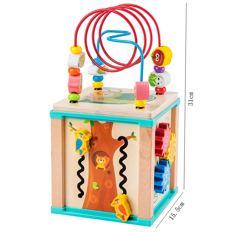 Детские деревянные игрушки Монтессори вокруг бисера лабиринт распознавание формы мультфильм часы Обучающие Развивающие игрушки для детей Математические Игрушки - Цвет: Белый
