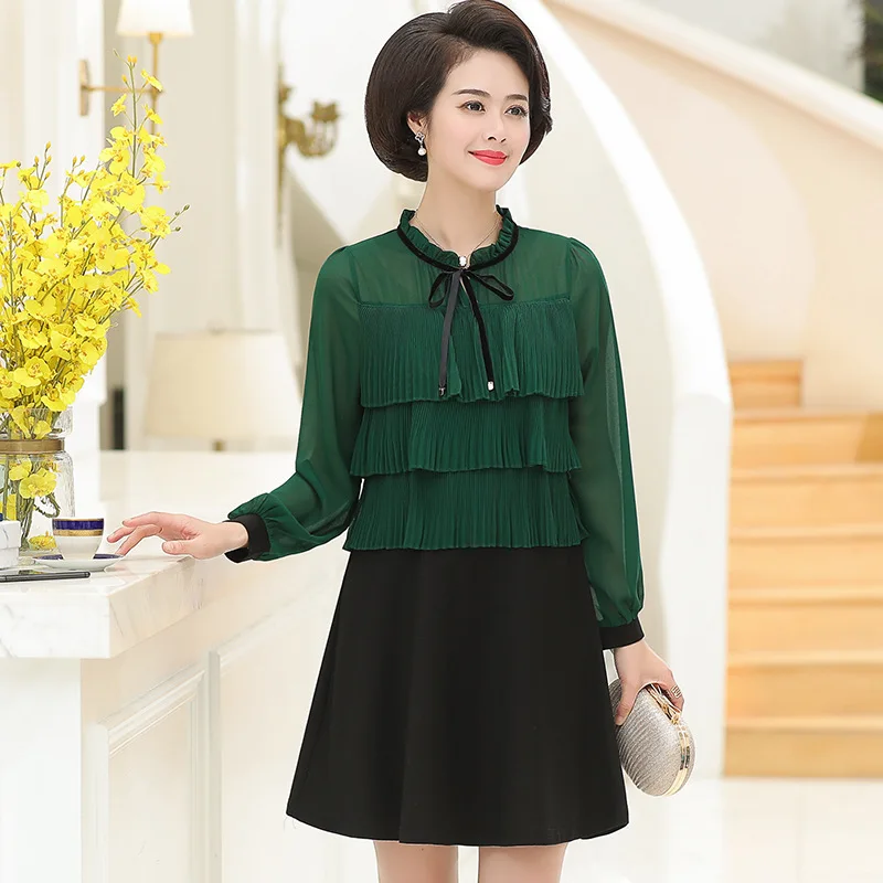 

Korean-style Dress Women's 2019 Spring And Autumn New Style Fashion Joint Slim Fit Slimming Western Style by Age Mid-length Base