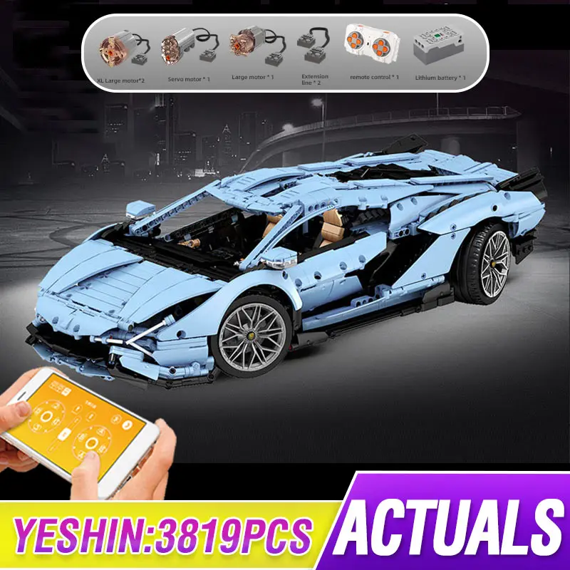 APP Remote Control Mould King  Lamborghinis Sports Car Power Function Racer Building Blocks Bricks Kids Technical Toys