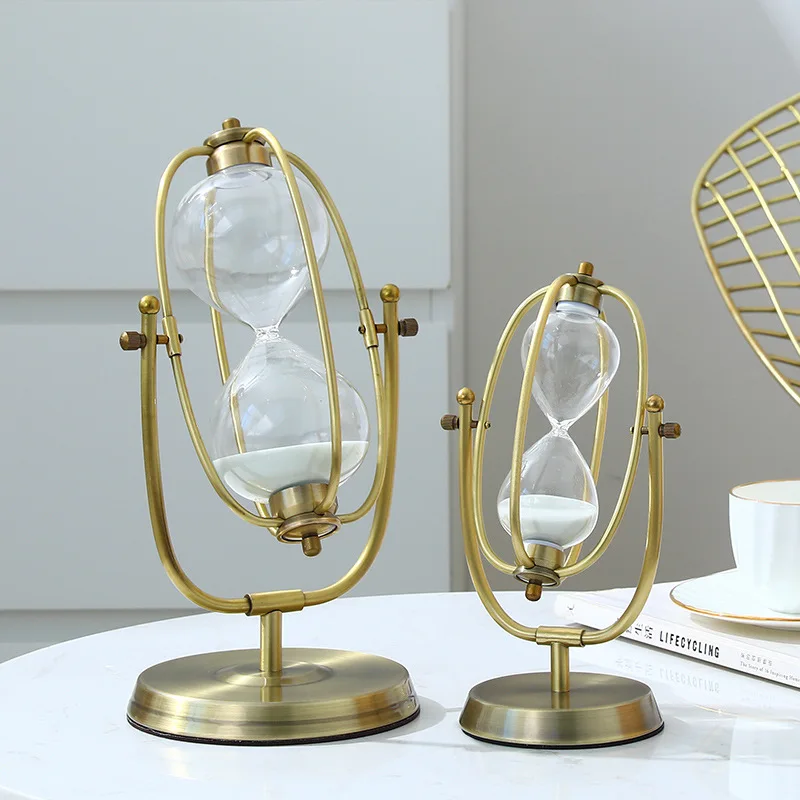 

Nordic home creative glass hourglass timer bookshelf office TV cabinet personalized soft decoration retro decoration