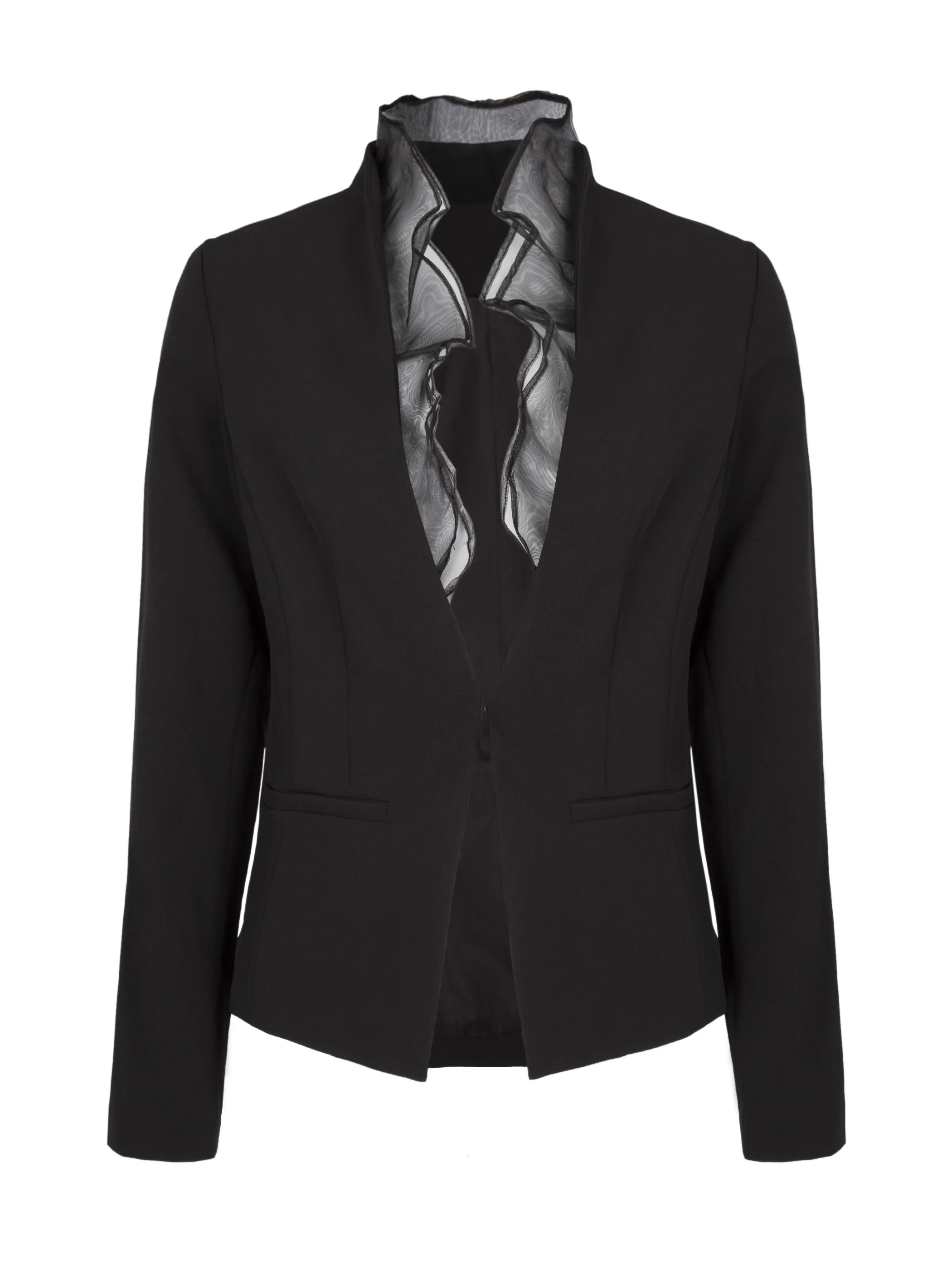Для женщин осень Повседневное Блейзер костюм черный Офисные женские туфли из сетчатого материала в стиле пэчворк элегантные куртки зимние