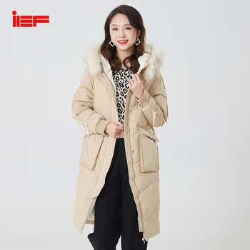 

IEF Winter Fashion Hoodies Loose Mid-Long Style Women Cotton Coat Fur Collar Vogue 0801A-D7749-2-