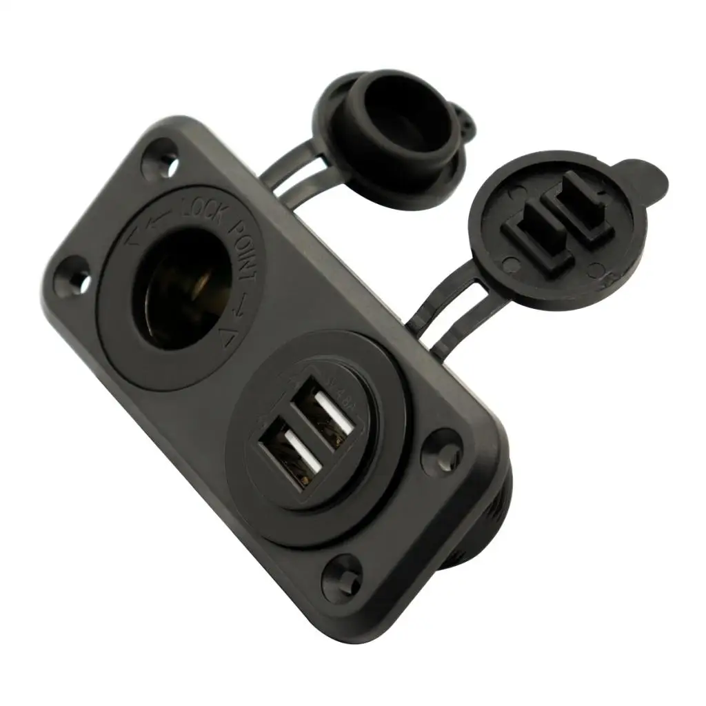 Car Motorcycle 12V-24V USB Charger Socket Panel for Boat / Marine / Mobile Phones, Red LED Lights