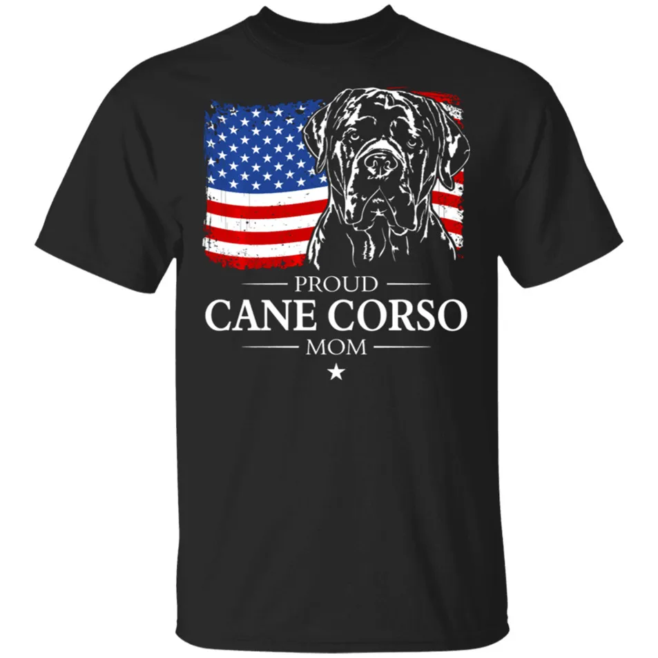 Proud Cane Corso мама американский флаг патриотическая собака подарок черная футболка