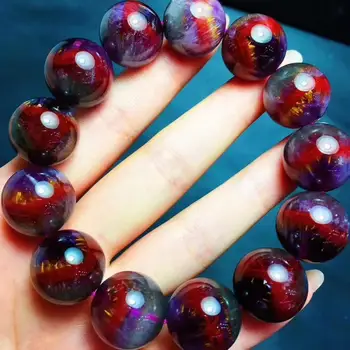 

Natural Cacoxenite Auralite 23 Red Purple Bracelet 17.3mm Canada Women Beads Gold Rutilated Certificate AAAAAA