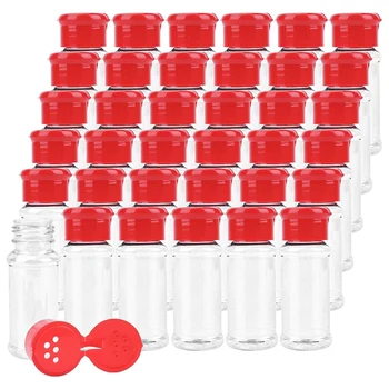 

36 Pack Plastic Spice Jars with Red Sifter Caps, Reusable Seasoning Jars for Powders, Herbs, Spices, Sauces