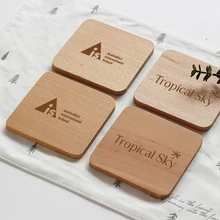 Подставка с надписью под заказ для напитков квадратные деревянные подставки персонализированный набор деревянных подставок 100 индивидуальный логотип гравировка 80*80*10 мм