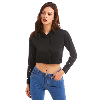 

Fadzeco 2019 Autumn Winter Women Sweatshirt Solid Pullover Tops Beading Long Sleeve Hoodies Sweatshirt FADZECO Dashiki Store