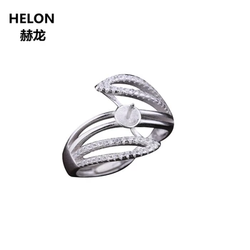 

925 Sterling Silver Engagement Wedding Ring CZ 8-13mm Pearl or Round Bead Semi Mount Ring Setting White Gold Color