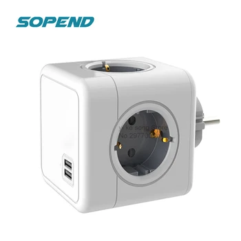 

Sopend Powercube Wall Power Strip Tower 4 Outlet with USB PD Recessed Extension Cord EU Plug 250v Desktop Socket Strip for Home