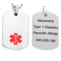 Free Engraving Unisex Stainless Steel Medical Alert ID Necklace Health Emergency Identification Pendant Necklaces Jewelry 2