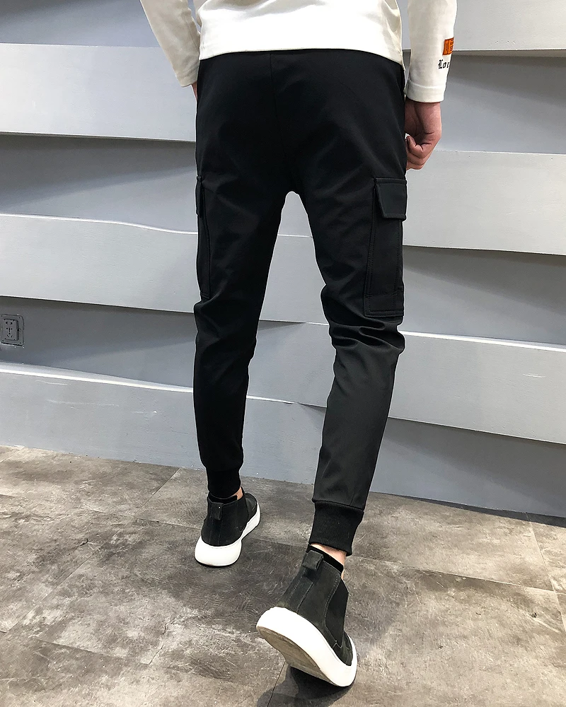 New Autumn Winter Cargo Pants Men Fashion Side Pocket Decor Mens Casual Harem Pants Slim Fit Joggers Men Streetwear Hip Hop