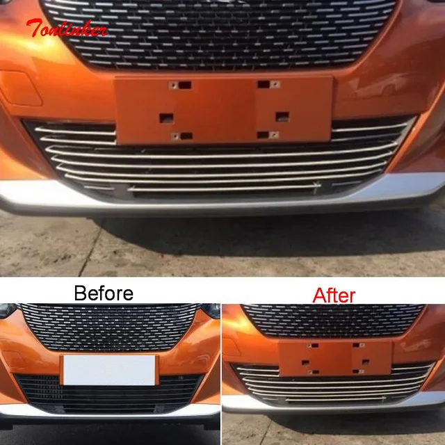 $US $57.06 Tonlinker Exterior Car Racing Grills Cover Case sticker For Peugeot 2008 2020 Car styling 11 PCS Stainless steel Cover Stickers