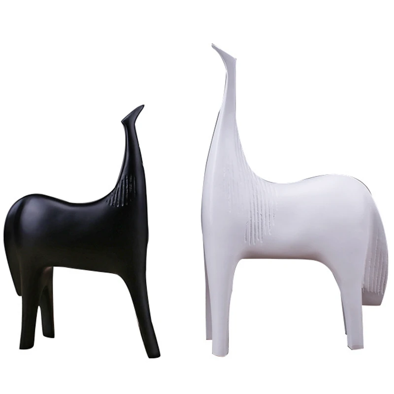 

Glod Abstract Horse Statue Resin Art Statue Sculpture Home Decoration Accessories Modern Ornaments Animal Statues Crafts 2 Pcs
