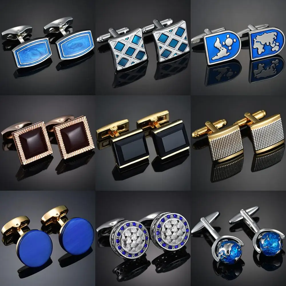 

Luxury Shirt Cufflinks for men's Brand cuff buttons Gold Crown/Gems Cuff links gemelos High Quality wedding abotoaduras Jewelry