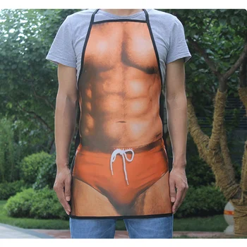 

Apron Kitchen Muscular Man Printing Cooking Apron Personalized Work Clothing Aprons Men Women Adjustable