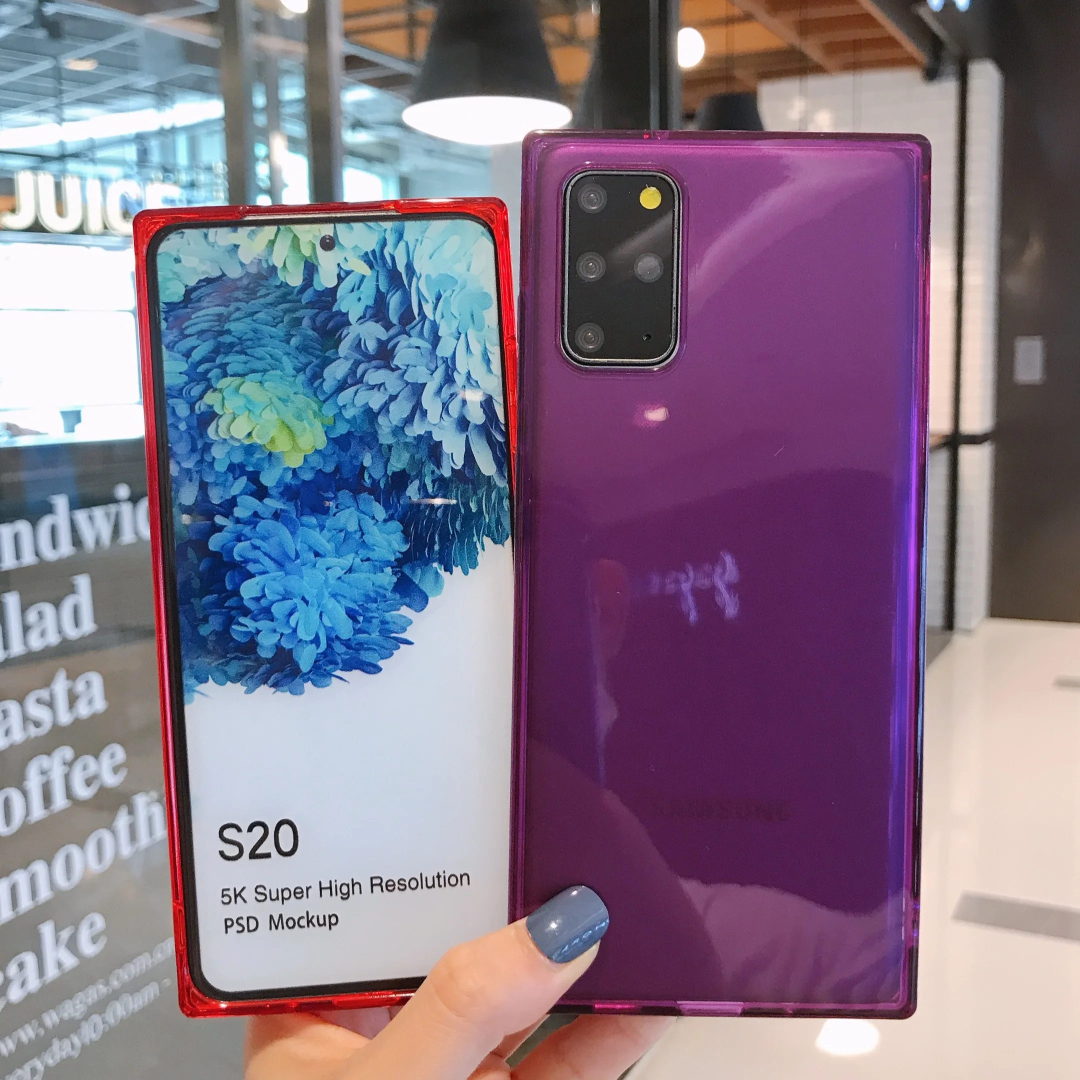 Новый квадратный флуоресцентный неоновый чехол для телефона Samsung S9 S10 Plus S10E S20 Ultra