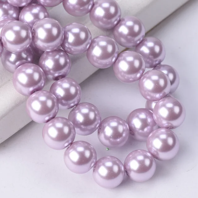Lot Colors Round Pearl Coated Glass 4mm 6mm 8mm 10mm 12mm 14mm 16mm Loose Spacer Beads for Jewelry Making DIY Crafts Pale Purple