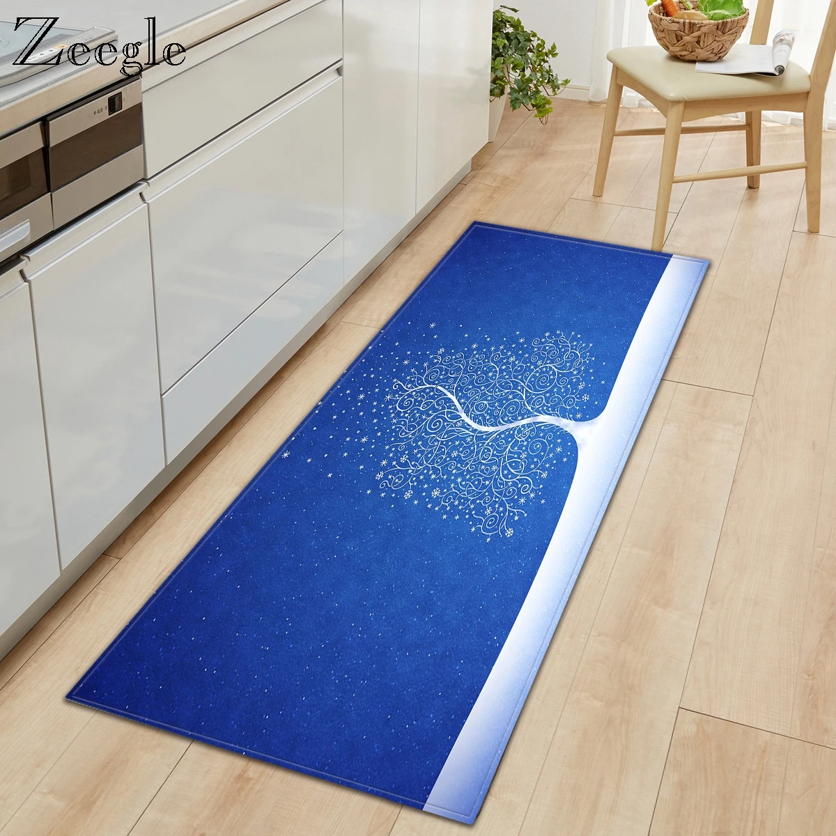 Zeegle Flannel Christmas Carpet Printed Cartoon Living Room Long Carpet Modern Bedroom Foot Rug Entrance Door Mat Non-Slip Mat