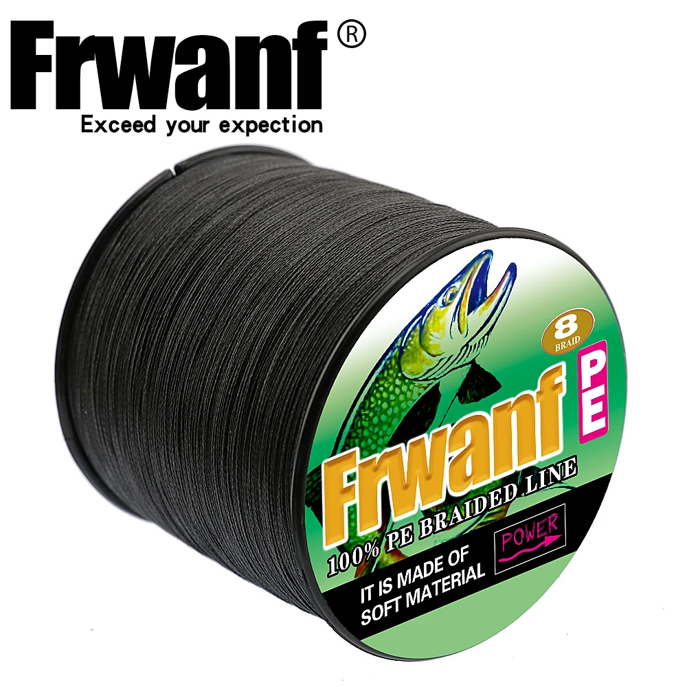 Frwanf 8 Strand Japan Super Strong PE Braided Fishing Line Multifilament Fishing Line 500m Braid Thread Black 8 Braid 6LB -300LB