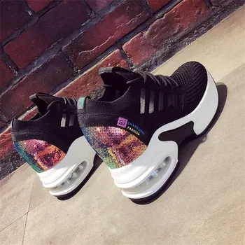 

New Platform Sneakers Shoes Breathable Casual Shoes Woman Fashion Height Increasing Mesh Ladies Shoes Slip-On Chaussure Femme