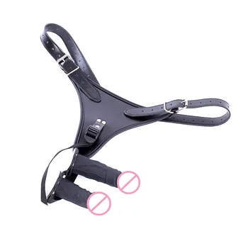 Women Masturbation Adjustable Leather Erotic Panties with Silicone Dildo and Anal Plug Sex Toys for Bdsm Bondage Adults Games 4