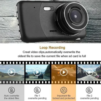 

Car Dash cam Front Dashboard Dual lens 1080P Black Camera Night vision
