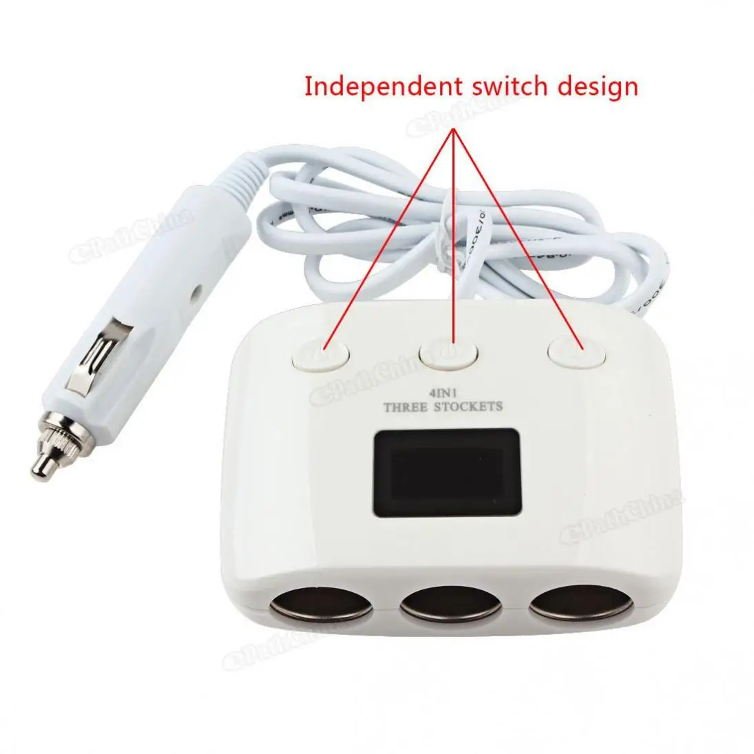3 Way Cigarette Lighter Socket Splitter 2USB Power Converter Car Adapter Support Automatic Power off
