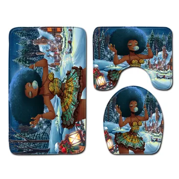 

African Women's Bathroom Mat Three-Piece Bathroom Carpet Toilet Mat Set Door Mat Bathroom Non-Slip Mat Spot