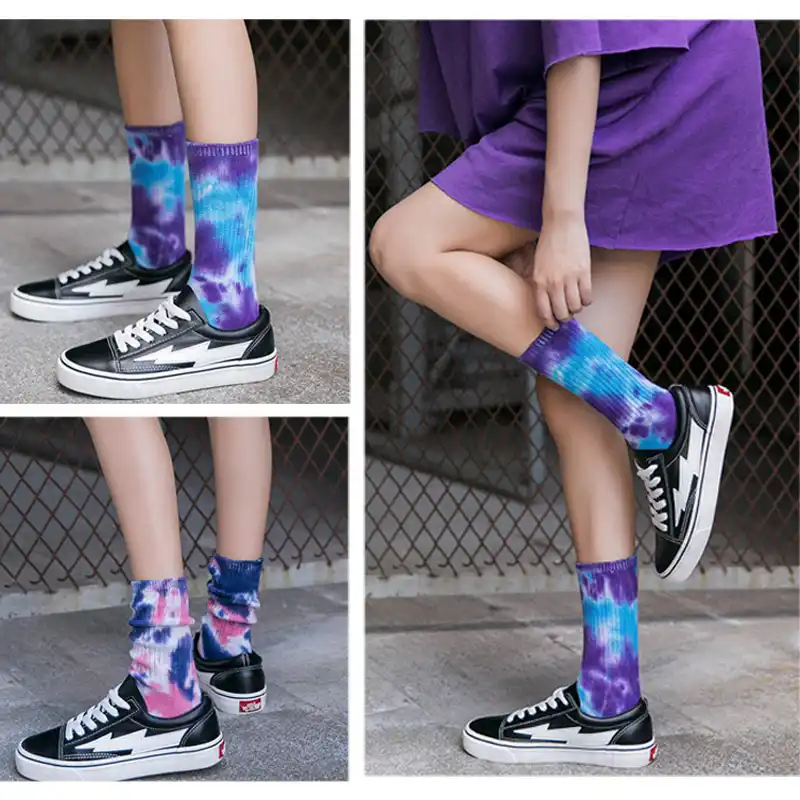 Personality Tie-dye Skate Socks Unisex Hip Hop Cotton Calf Length Tube Socks