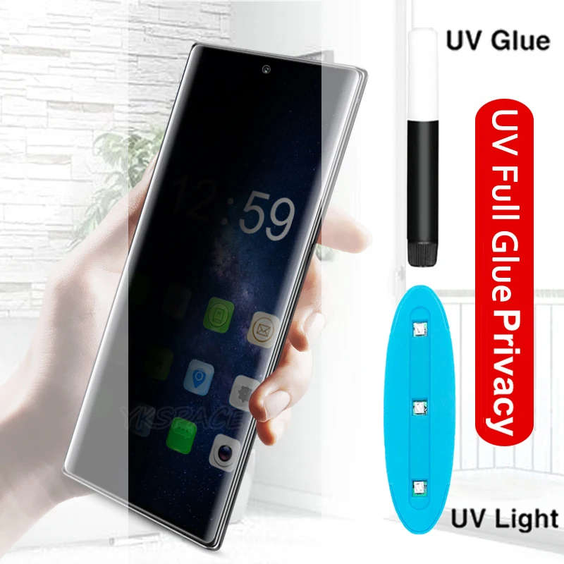 Полный жидкий клей УФ Защита экрана для samsung Galaxy Note 8 9 10 S8 S9 S10 Plus закаленное стекло