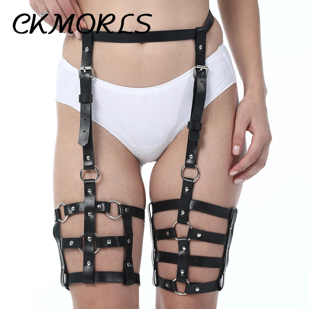 

CKMORLS Women Leather Harness Belt Prom Garter Gothic Adult Lingerie Harajuku Erotic Fetish Wear Suspender Leg Straps Garters