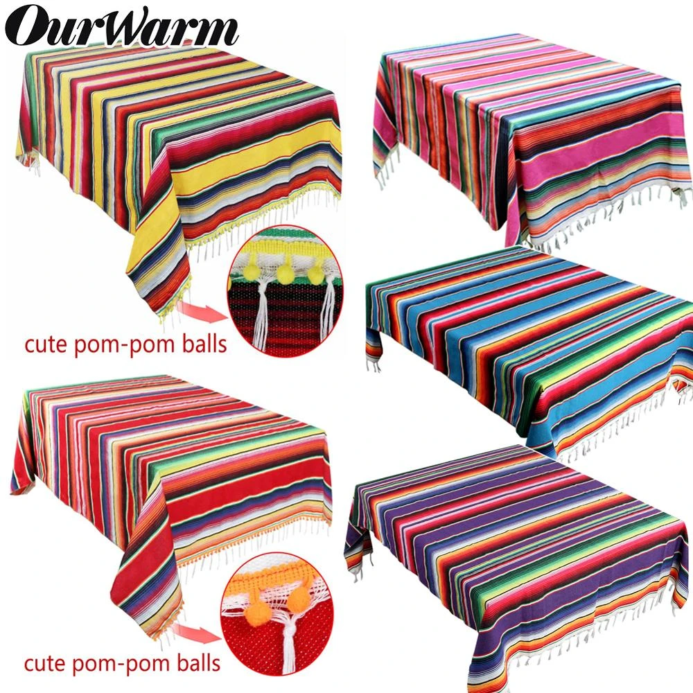 Ourwarm Serape Cotton Tablecloth Mexican Blanket Decorations For Fiesta Themed Party Wedding Birthday Serape Cotton Tablecloth Party Diy Decorations Aliexpress