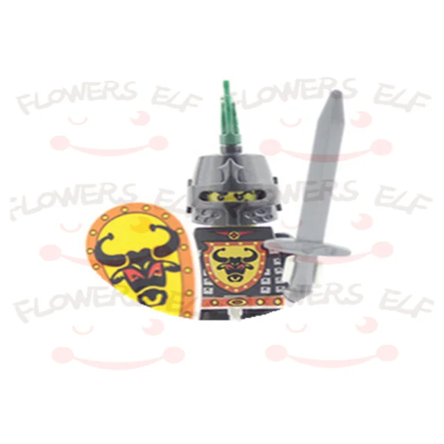 1PCS Blue Lion Red Green Dragon Knight Mini Two-person Villain Middle Age Assembling Building Blocks Children'sToy Medieval Knig 9807C