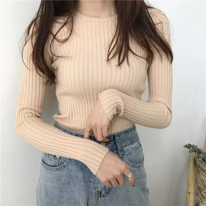 

Basic Knitted Sweater Women Autumn Winter Bottoming Sweaters Pullover Lady Casual O-neck Slim Jumper