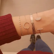 Modyle 4 шт./компл. звено цепи круглый браслет с подвесками браслеты для Для женщин ручной работы с символом бесконечности с украшением в виде кристаллов Браслеты ювелирные изделия