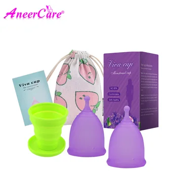 

2PCS Feminine Vaginal Menstrual Cup Hygiene Sterilizer Menstrual Cup Copa Medical Grade Silicone Reusable Coletor Menstrual