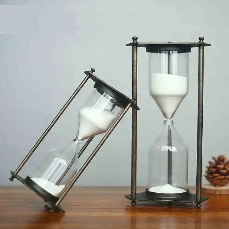Engrave Retro Pattern Zinc Alloy Sand Glass Sand Timer Clock Hourglass Art And Crafts Study Bedroom Office Desk Decoration (9)