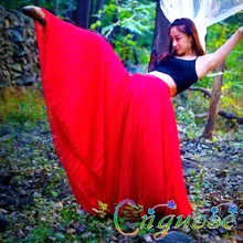 Весна Лето Высокое качество плюс размер 6XL Красный шифон поддельные шелковые плиссированные женские модные макси юбки женские юбки